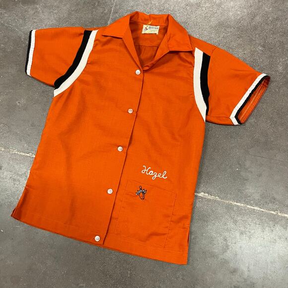 Vintage 50s 60s Hilton Women's Chain Stitch Bowling Shirt Size 30 - Picture 4 of 6